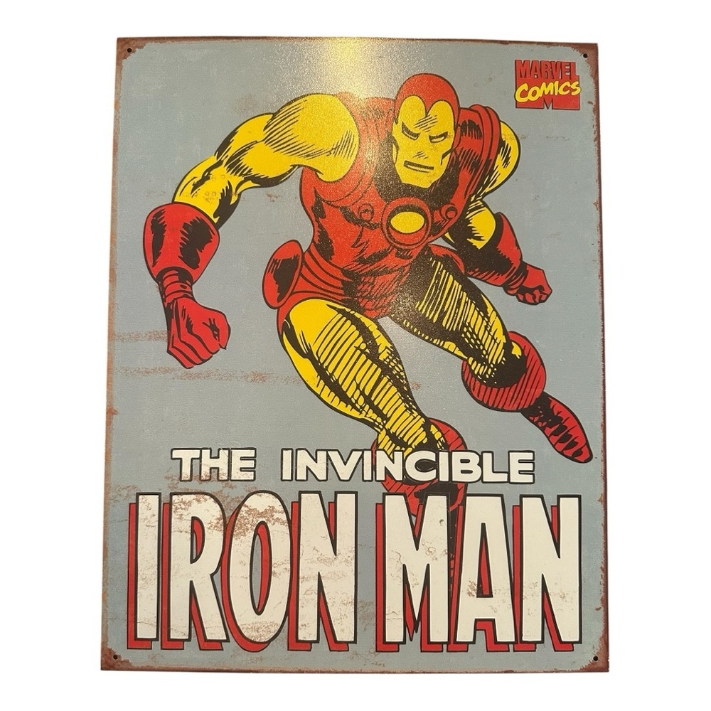 Marvel Comics Iron Man Metal Sign Red Yellow Art & Decals